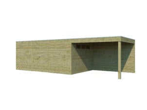 Woodlands QB IV houten tuinhuis 510x300x216 cm hout geïmpregneerd + extensie 300cm