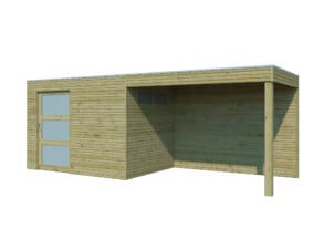 Woodlands QBS I houten tuinhuis 300x210x216 cm hout geïmpregneerd + extensie 300cm