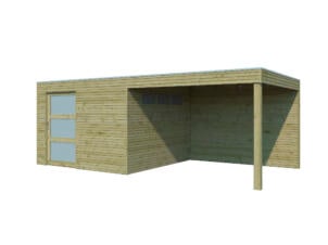 Woodlands QBS II abri de jardin en bois 300x300x216 cm bois imprégné + extension 300cm