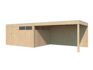 Woodlands QBV L houten tuinhuis 399x298x220 cm blokhut + extensie 403cm