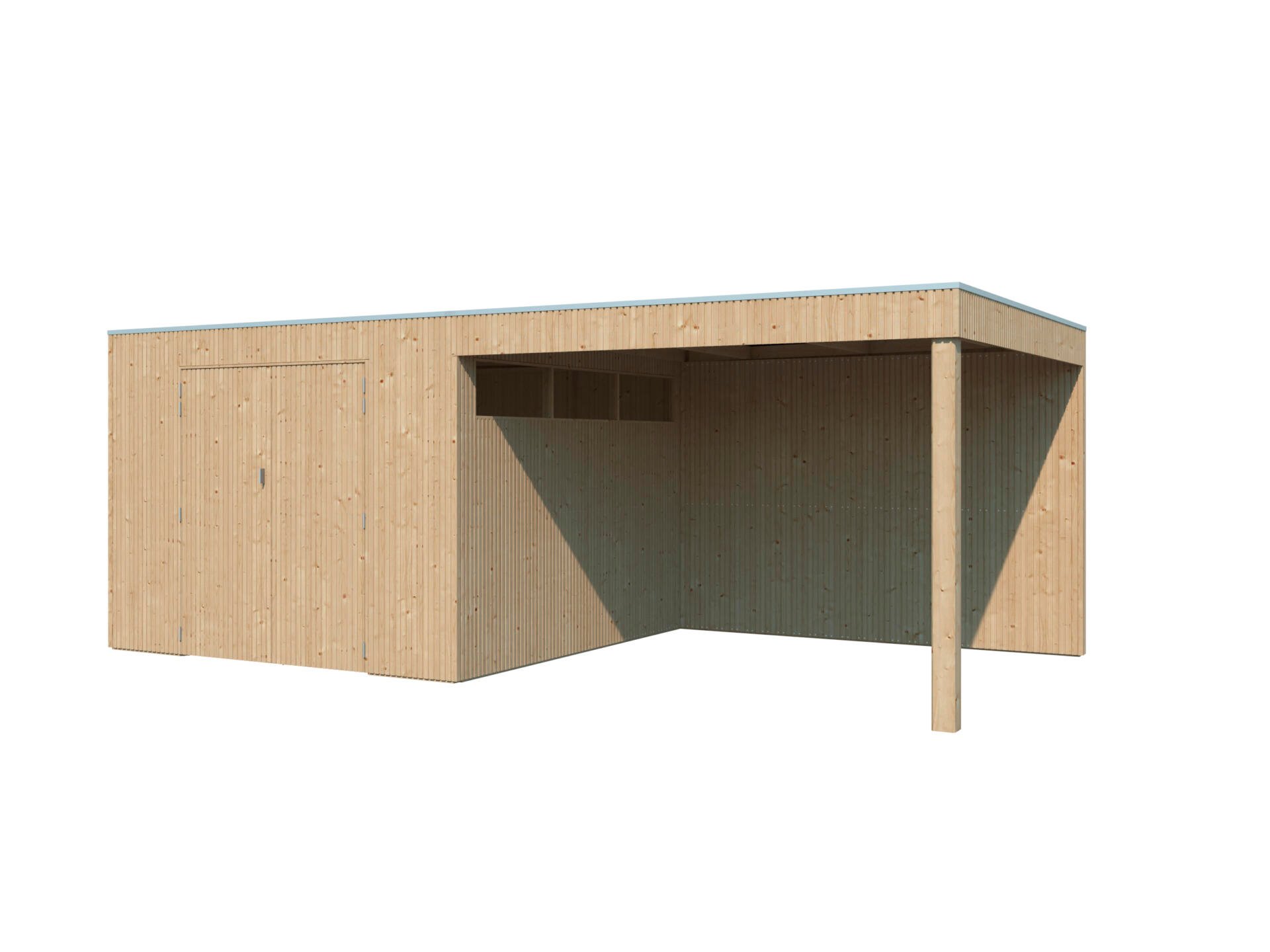 Woodlands QBV M abri de jardin en bois 298x298x220 cm chalet + extension 302cm