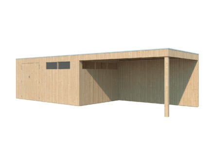 Woodlands QBV XL houten tuinhuis 500x298x220 cm blokhut + extensie 403cm 1