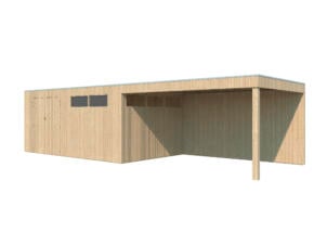 Woodlands QBV XL houten tuinhuis 500x298x220 cm blokhut + extensie 403cm