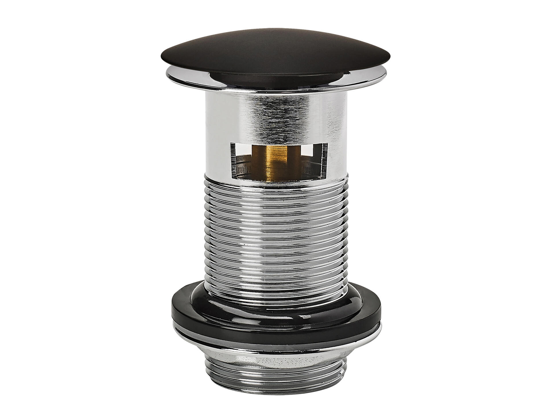 Wirquin Quick Clac wastafelplug 75mm met overloop messing/zwart