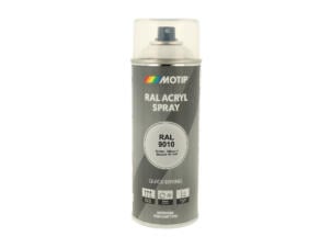 Motip RAL 9010 laque acrylique en spray brillant 0,4l blanc pur