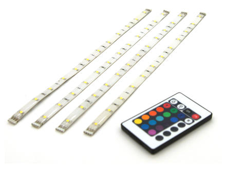 Prolight RGB LED strip 1,8W 30cm 4 stuks + afstandsbediening 1