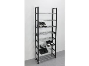 Rangement chaussures 16 paires 49,5x19x134,5 cm métal noir