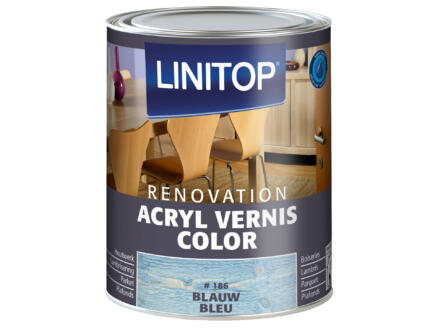 Linitop Renovation vernis acryl zijdeglans 0,25l blauw #186 1