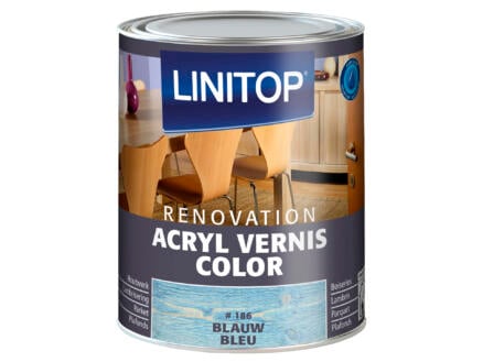Linitop Renovation vernis acryl zijdeglans 0,75l blauw #186 1