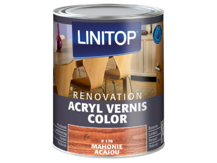 Linitop Renovation vernis acryl zijdeglans 0,75l mahonie #176 1