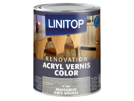 Linitop Renovation vernis acryl zijdeglans 0,75l muisgrijs #184 1