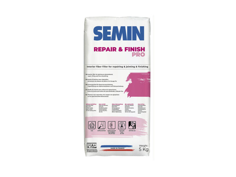 Repi Finish Semin Repair & Finish Pro enduit en poudre 5kg | Hubo