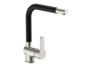 Schutte Rio robinet mitigeur cuisine inox brossé/ noir mat