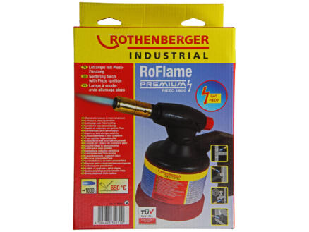 Rofire Piezo 1950 Lampe à Souder Haute Capacité - Brûleur 22mm, Allumage Piézo, 750°C, Autonomie 2h30