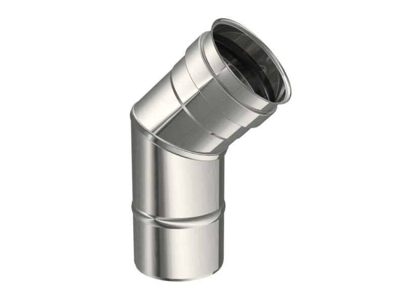 Saninstal Rookafv. bocht 45° 80mm inox