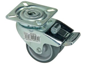 Mack Roulette à frein pivotante double 50mm platine et billes doubles caoutchouc