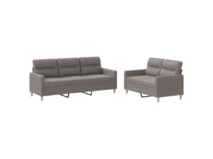Salon de jardin avec coussin tissu taupe set de 2
