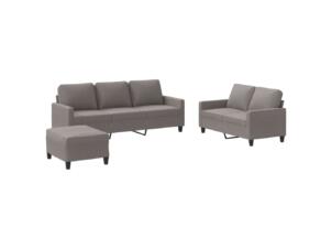 Salon de jardin avec coussin tissu taupe set de 3