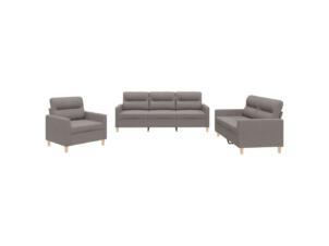 Salon de jardin avec coussin tissu taupe set de 3