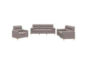 Salon de jardin avec coussin tissu taupe set de 3