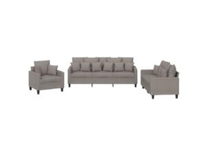 Salon de jardin avec coussin tissu taupe set de 3