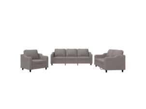Salon de jardin avec coussin tissu taupe set de 3
