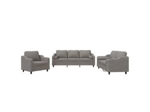 Salon de jardin avec coussin tissu taupe set de 3