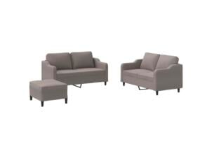 Salon de jardin avec coussin tissu taupe set de 3