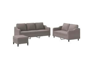 Salon de jardin avec coussin tissu taupe set de 3