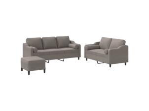 Salon de jardin avec coussin tissu taupe set de 3