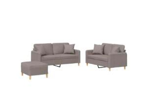 Salon de jardin avec coussin tissu taupe set de 3