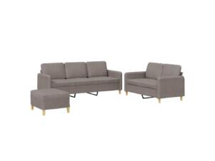 Salon de jardin avec coussin tissu taupe set de 3
