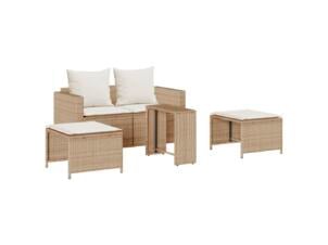Salon de jardin de jardin empilable avec coussins beige résine tressée set de 5