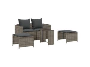 Salon de jardin de jardin empilable avec coussins résine tressée gris set de 5