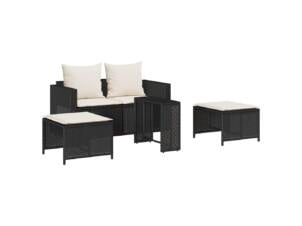 Salon de jardin de jardin empilable avec coussins résine tressée noir set de 5