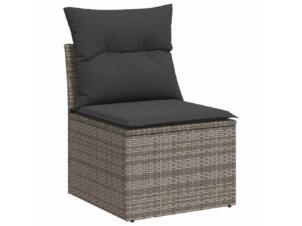 Salon de jardin sans accoudoirs avec coussins résine tressée gris