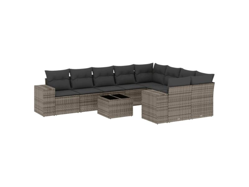 Salon lounge 1 table de jardin + coussins 62x62x69 cm résine tressée