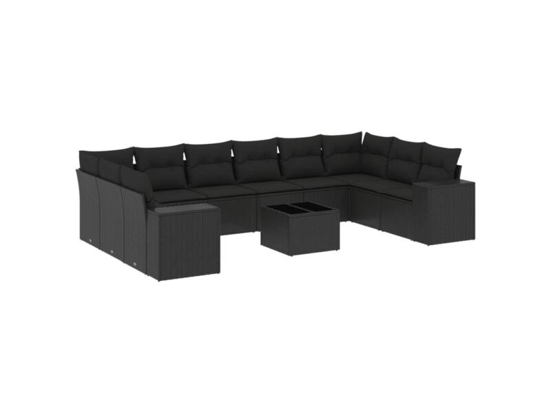 Salon lounge 1 table de jardin + coussins 62x62x69 cm résine tressée