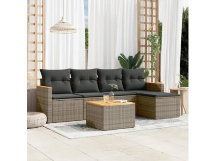 Salon lounge 1 table de jardin + coussins résine tressée/acier