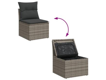 Salon lounge 1 table de jardin 4 chaises d'angle + coussins résine