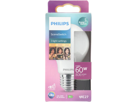 Philips SceneSwitch ampoule LED poire E27 7,5W dimmable 1