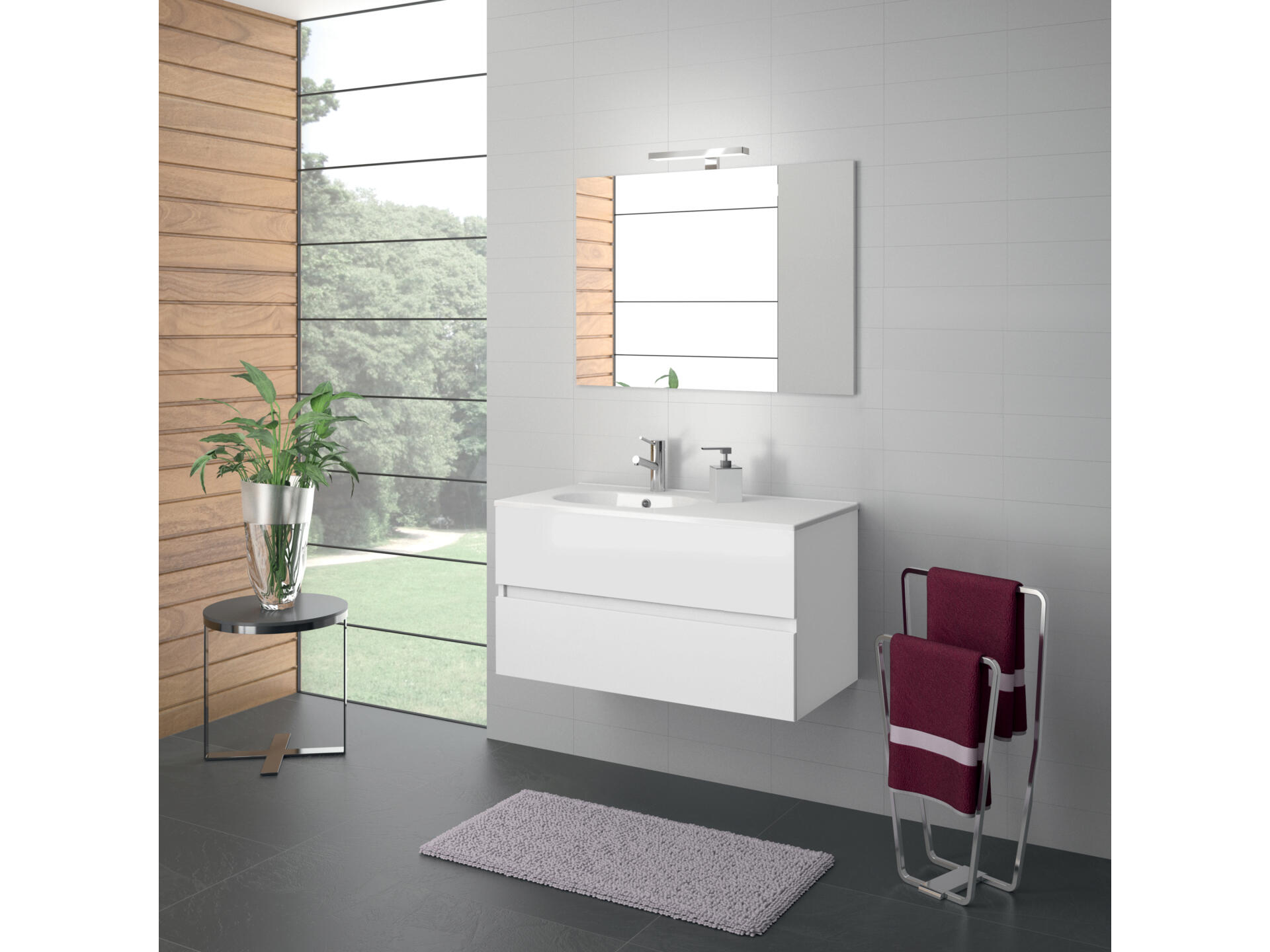 Allibert Seducta meuble salle de bains 90cm 2 tiroirs blanc