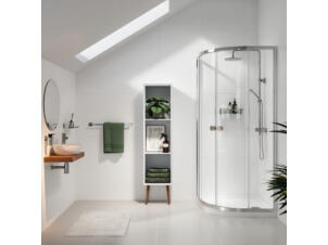 Sealskin Seev 4-delige hoekinstap kwartrond 90x90x195 cm helder glas hoogglans zilver