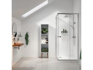 Sealskin Seev 4-delige hoekinstap met schuifdeuren 90x90x195 cm helder glas hoogglans zilver
