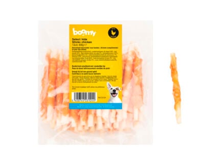 Boomy Select Hide Sticks hondensnack kip 13cm 400g