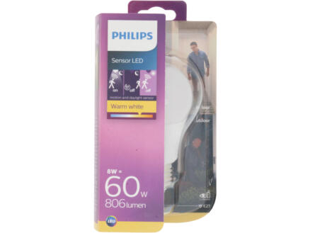 Philips Sensor ampoule LED poire avec capteur E27 8W blanc chaud 1