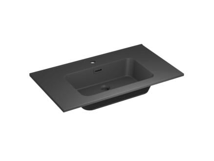 Allibert Shadow lavabo encastrable 80cm polybéton noir mat 1
