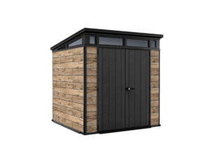 Keter Signature Pent abri de jardin en résine 77 216x218x226 cm aspect pin