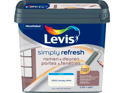 Levis Simply Refresh laque fenêtres et portes silk gloss 0,75l simply white 1