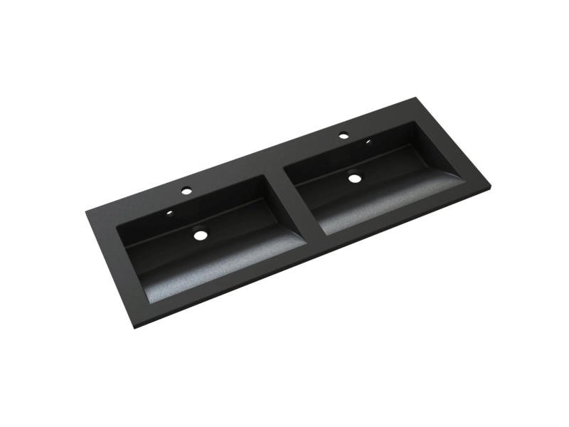 Allibert Slide dubbele wastafel inbouw 120cm solid surface zwart
